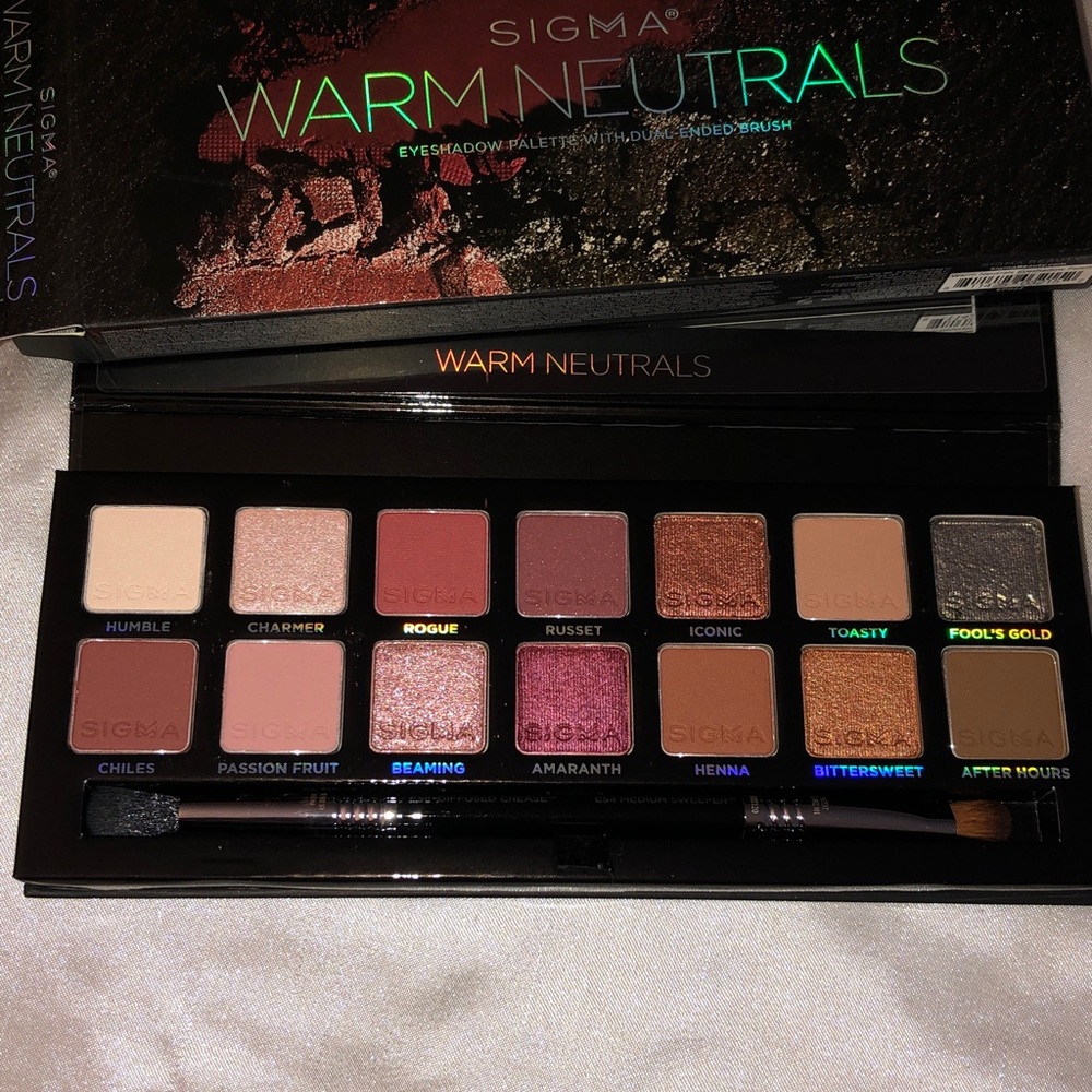 Sigma Beauty Warm Neutrals 14 Pan Eyeshadow Palette + Dual Ended Brush NIB